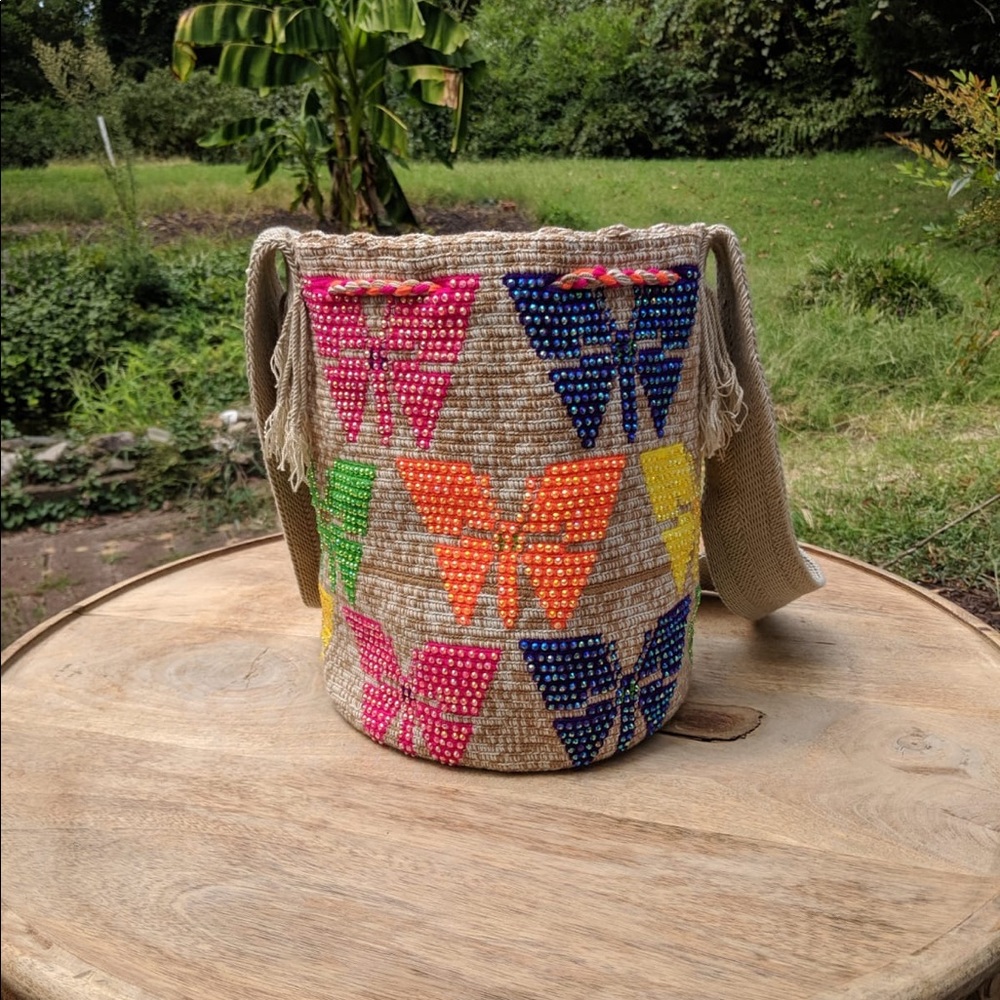 Wayuu tribe bag. Butterfly design